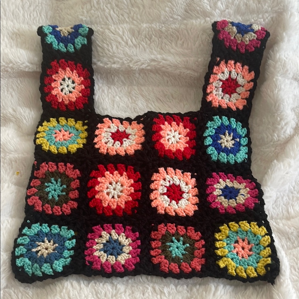 Colorful Crochet Granny Square purse